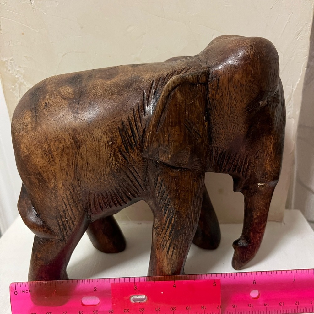 Hand carved wooden elephant sculpture